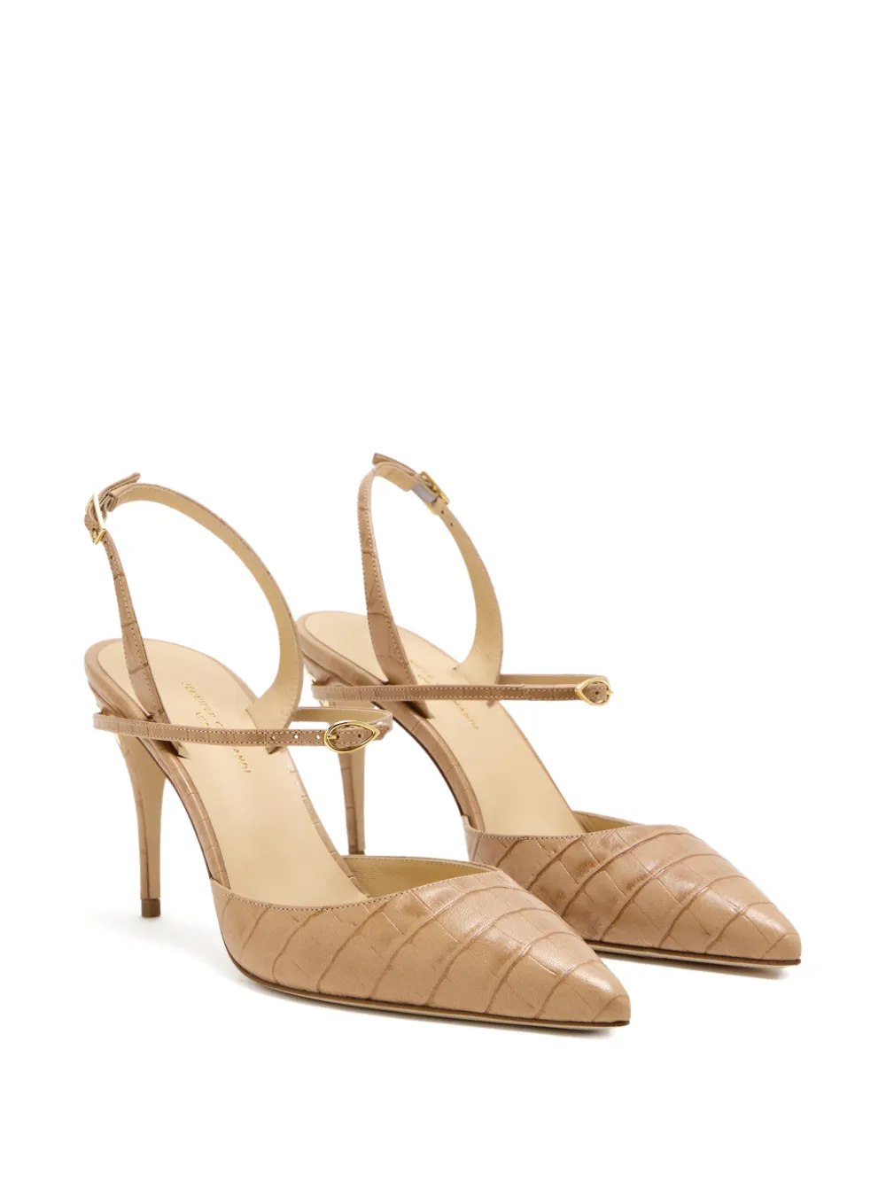 Jennifer Chamandi Vittorio crocodile-effect buckled pumps Beige