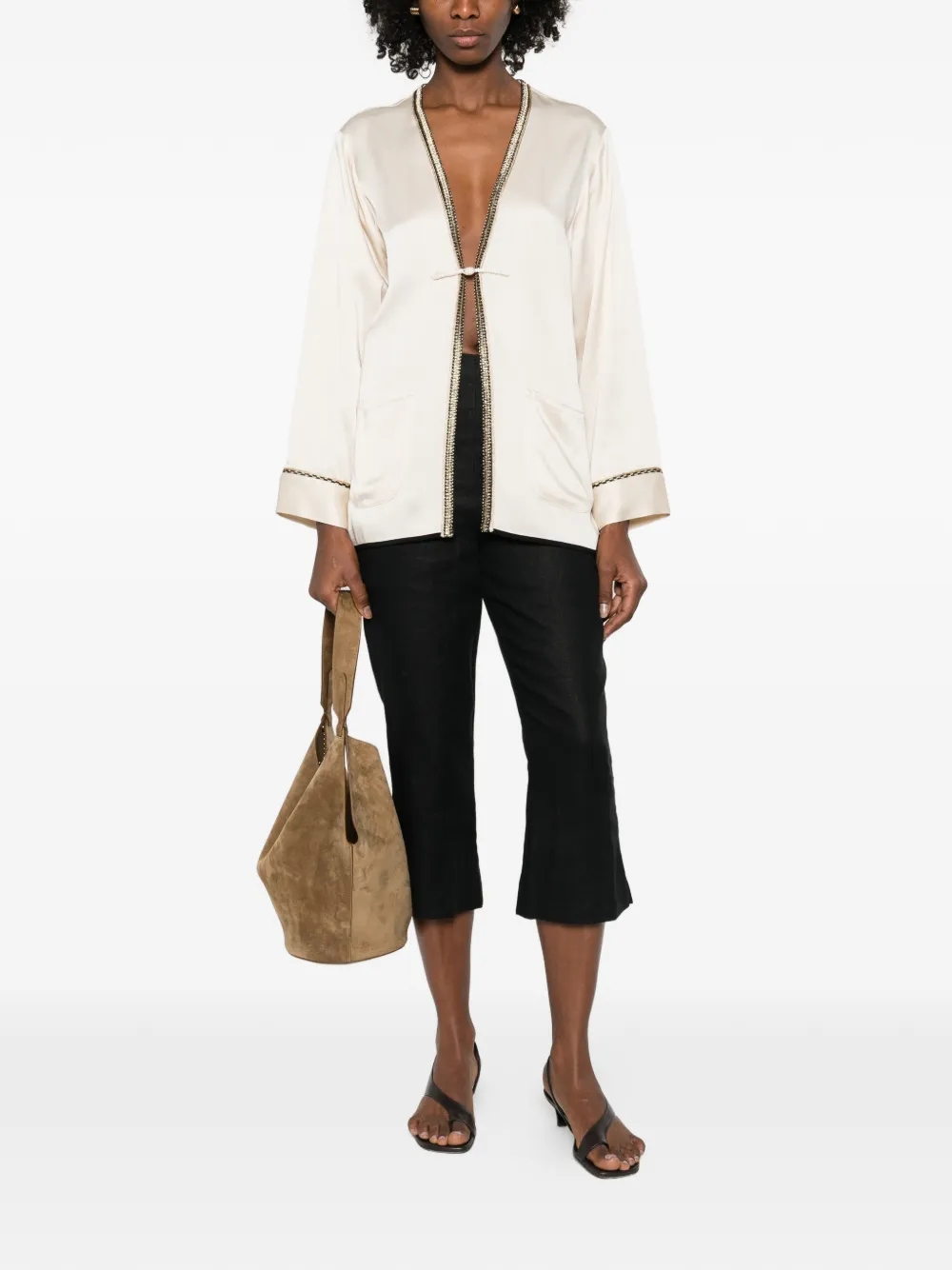  Forte Forte Patch-pockets Trimmed-detail Jacket - Neutrals 