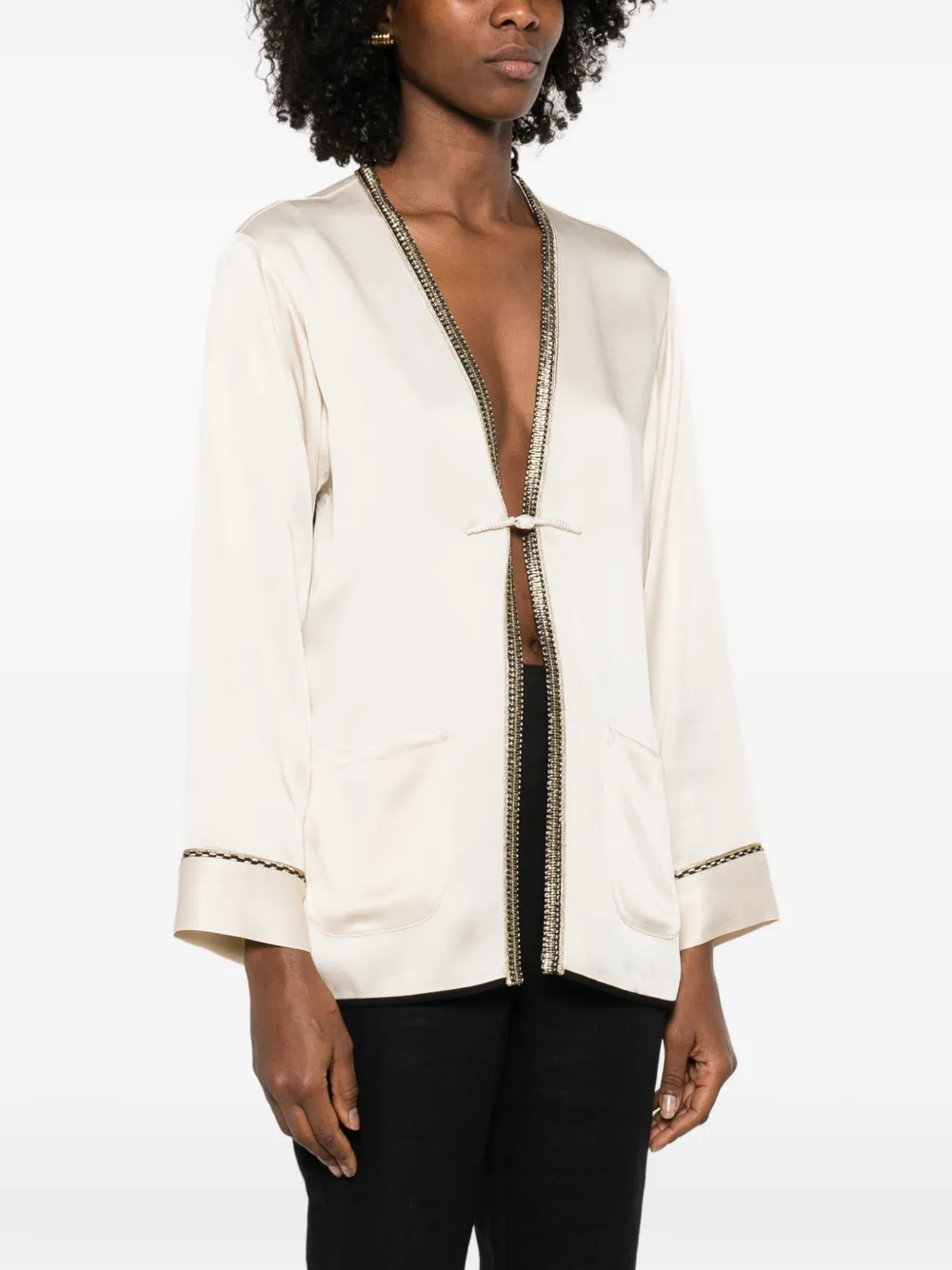  Forte Forte Patch-pockets Trimmed-detail Jacket - Neutrals 