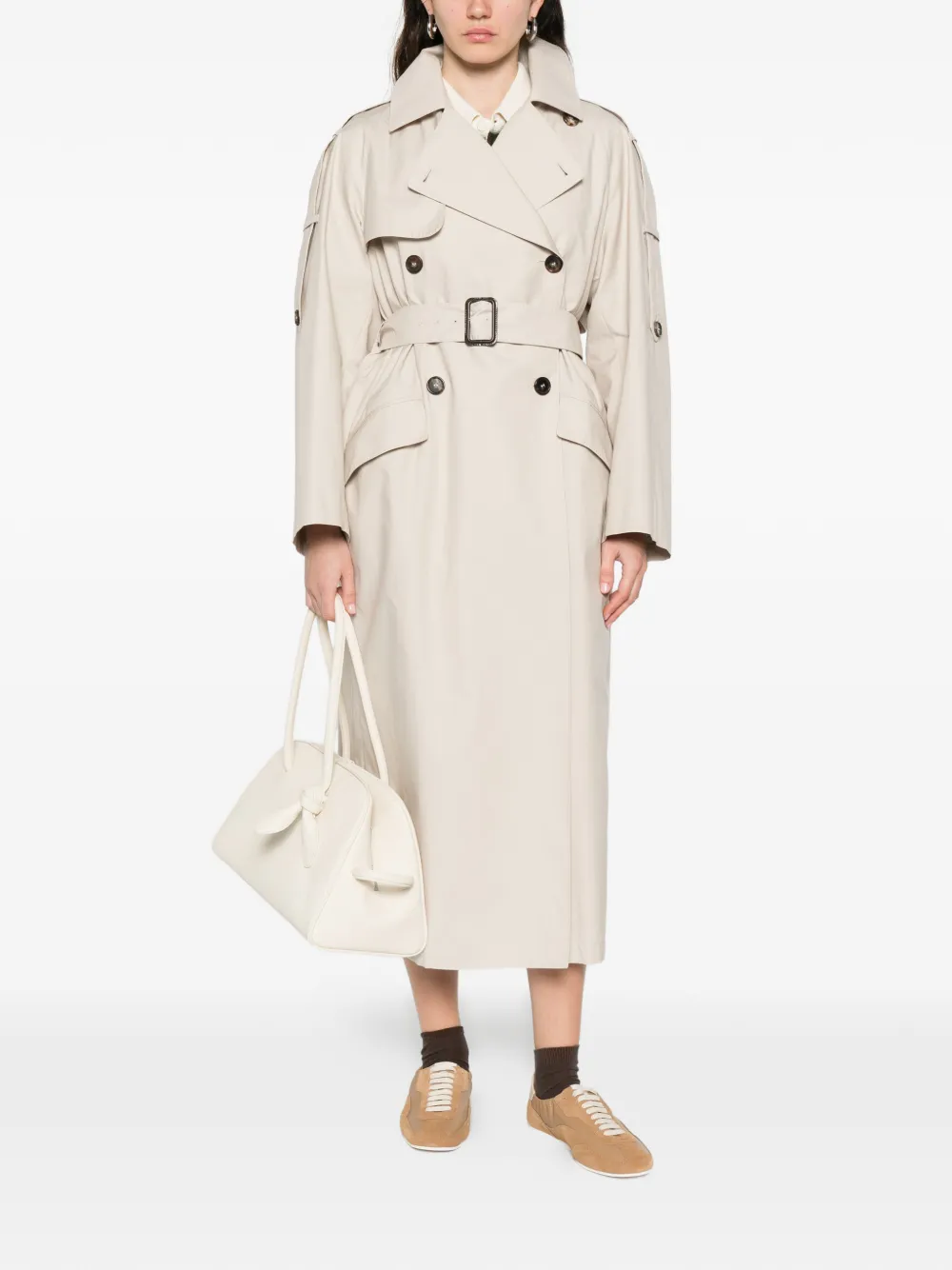  Max Mara Belted Double-breasted Coat - Neutrals 