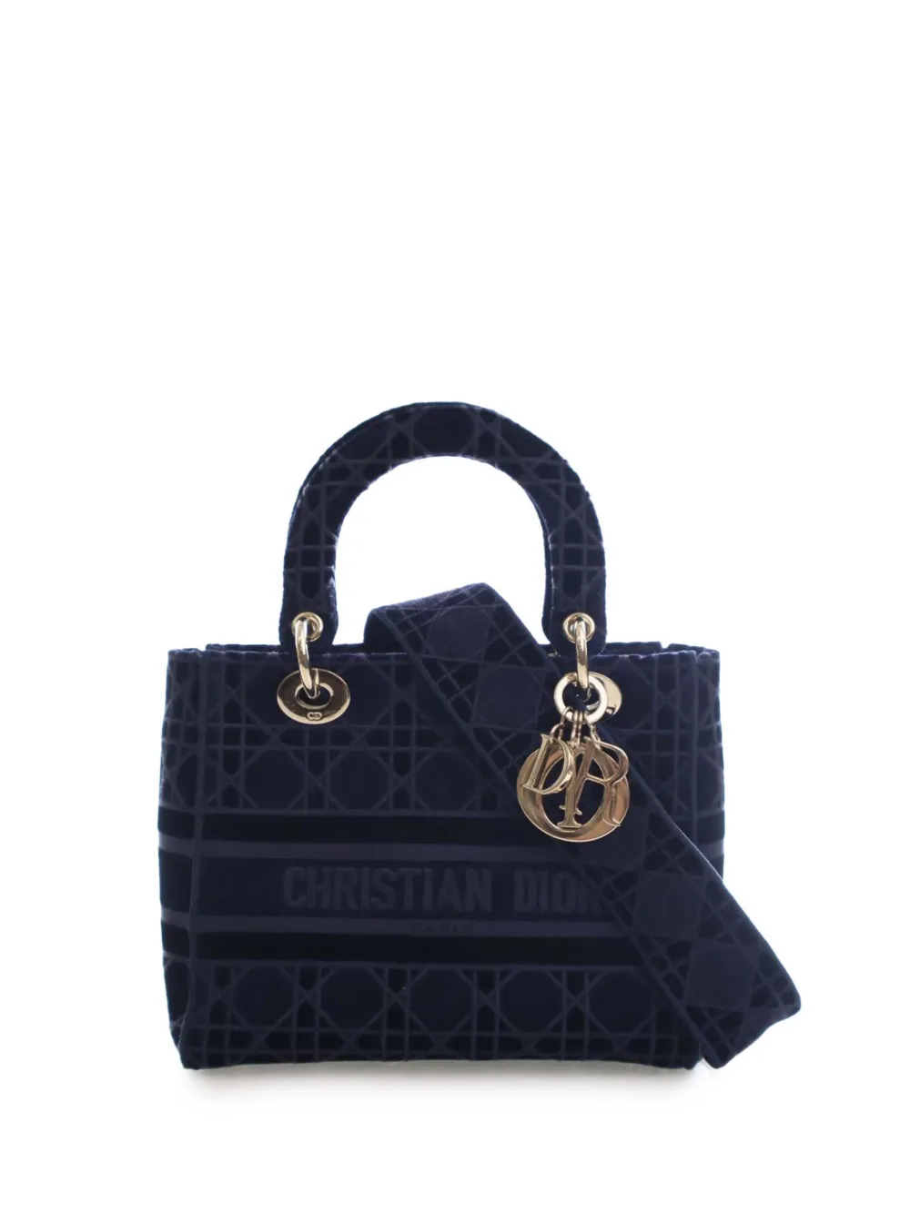 Christian Dior Pre-Owned 2020 Medium Velvet Cannage Lady D Lite satchel - Blu