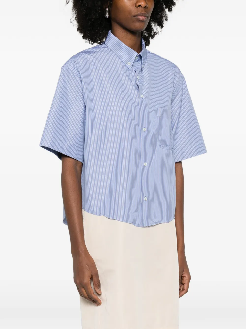 Maison Margiela striped-fastening shirt - Blauw