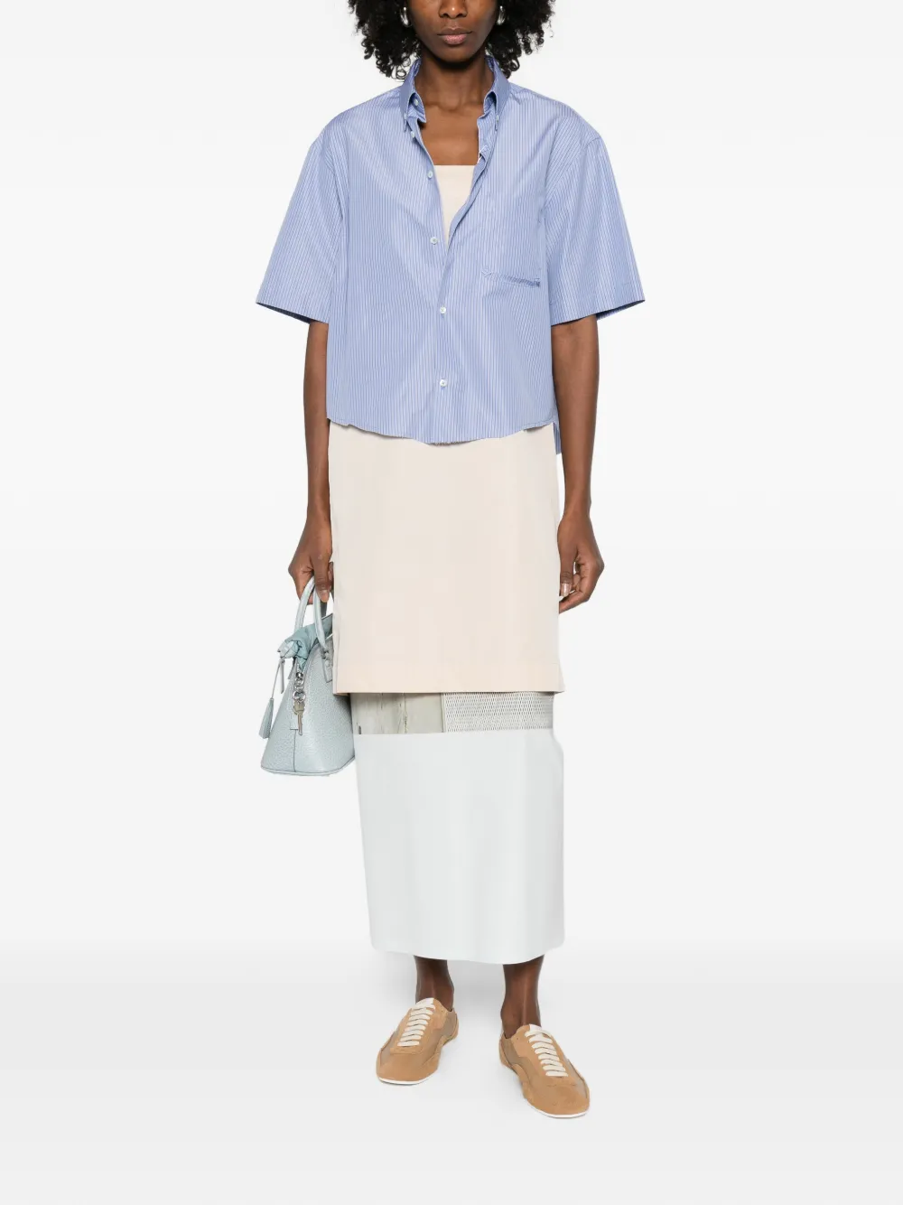 Maison Margiela Blouse met gestreepte sluiting Blauw