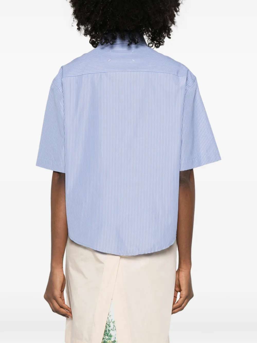 Maison Margiela Blouse met gestreepte sluiting Blauw