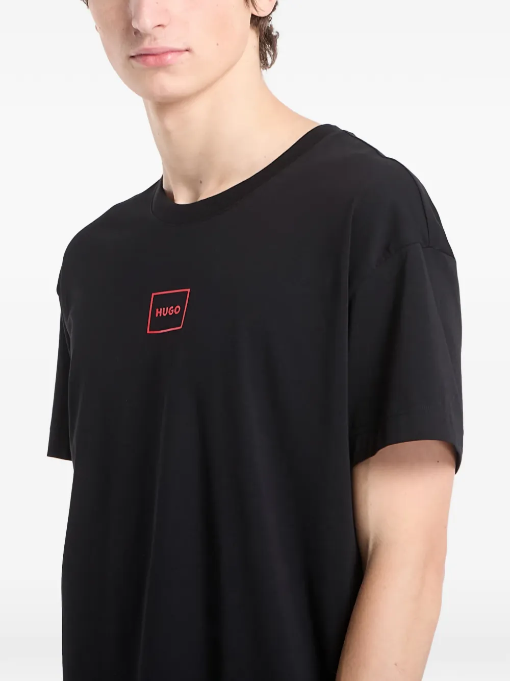 HUGO T-shirt met logodetail Zwart