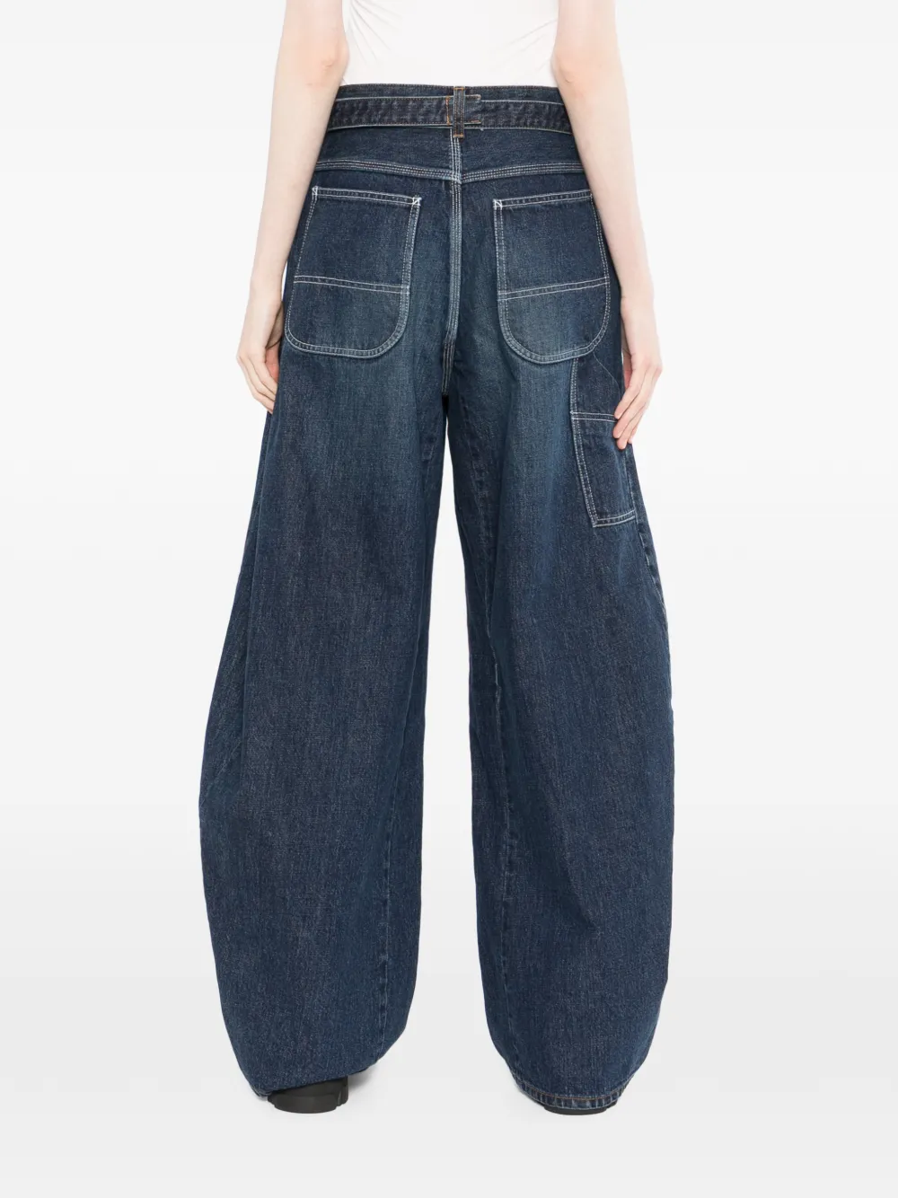 sacai Broek met wijde pijpen Blauw