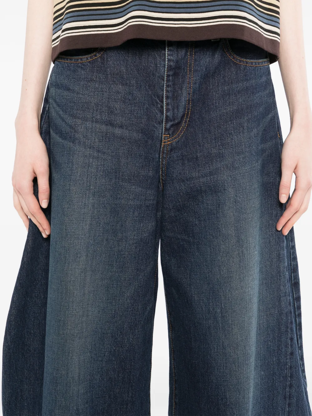 sacai Broek met wijde pijpen Blauw