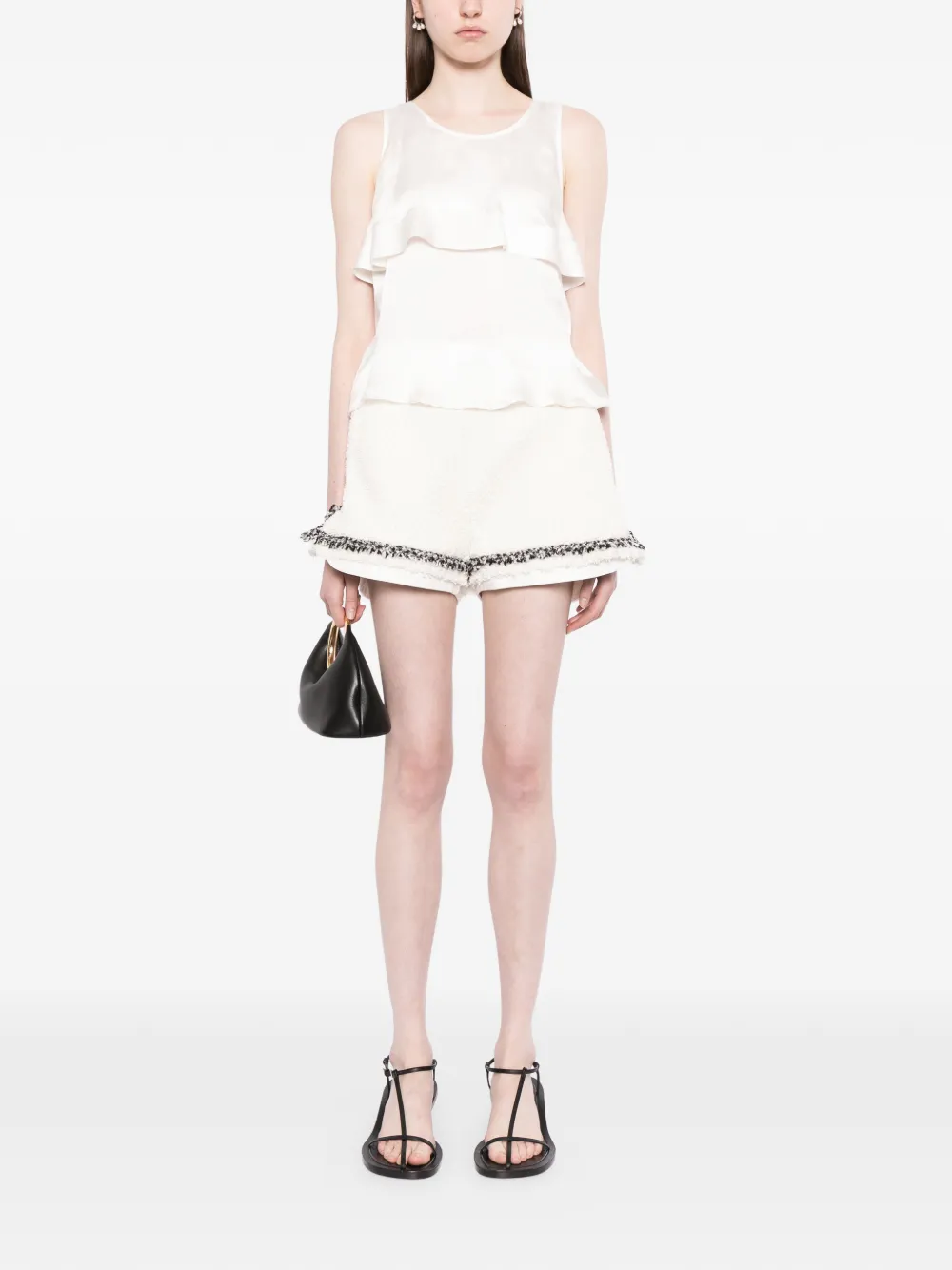  Sacai Boucle-trim Shorts - White 