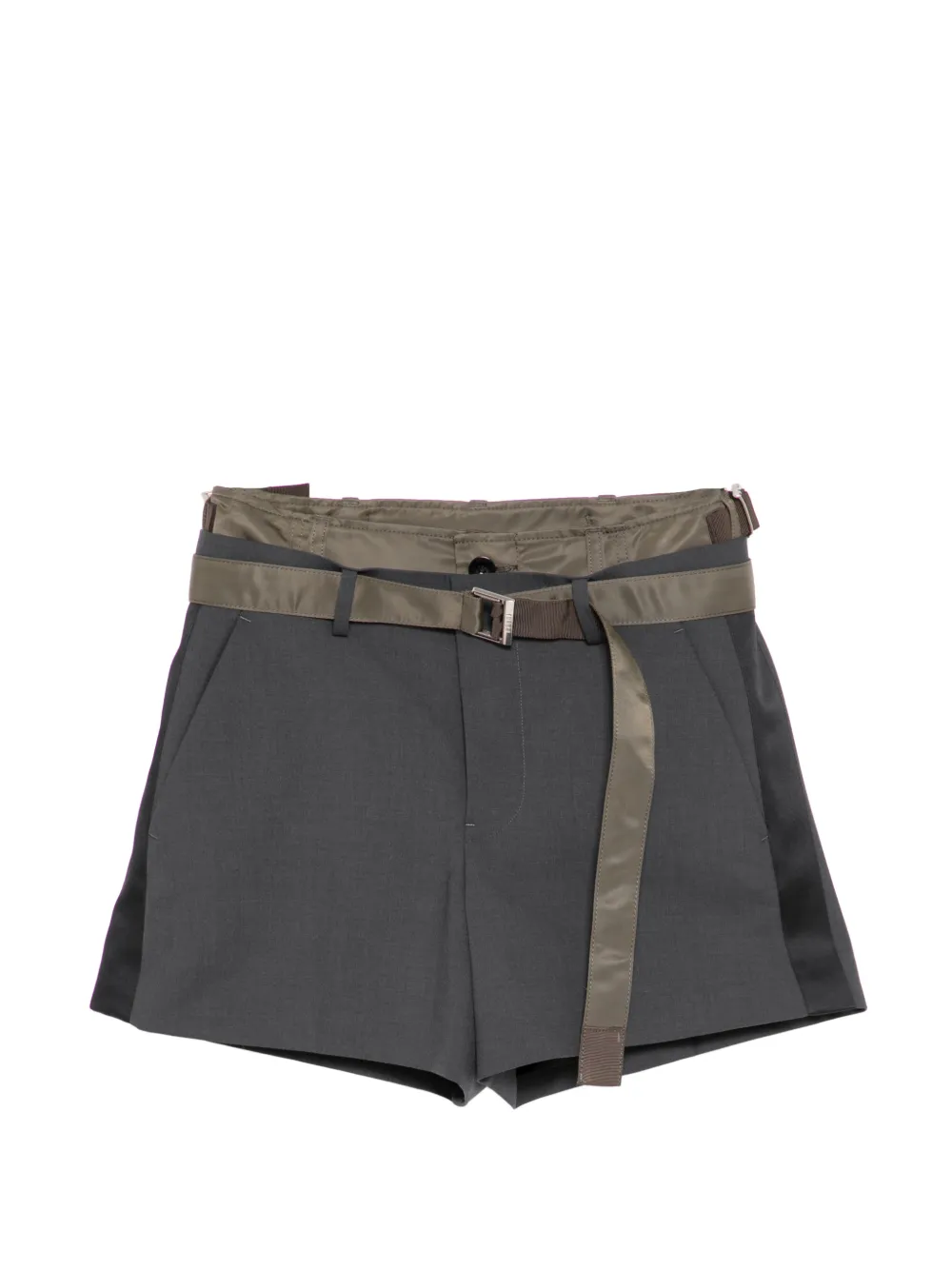 sacai belt side-panel shorts - Grigio
