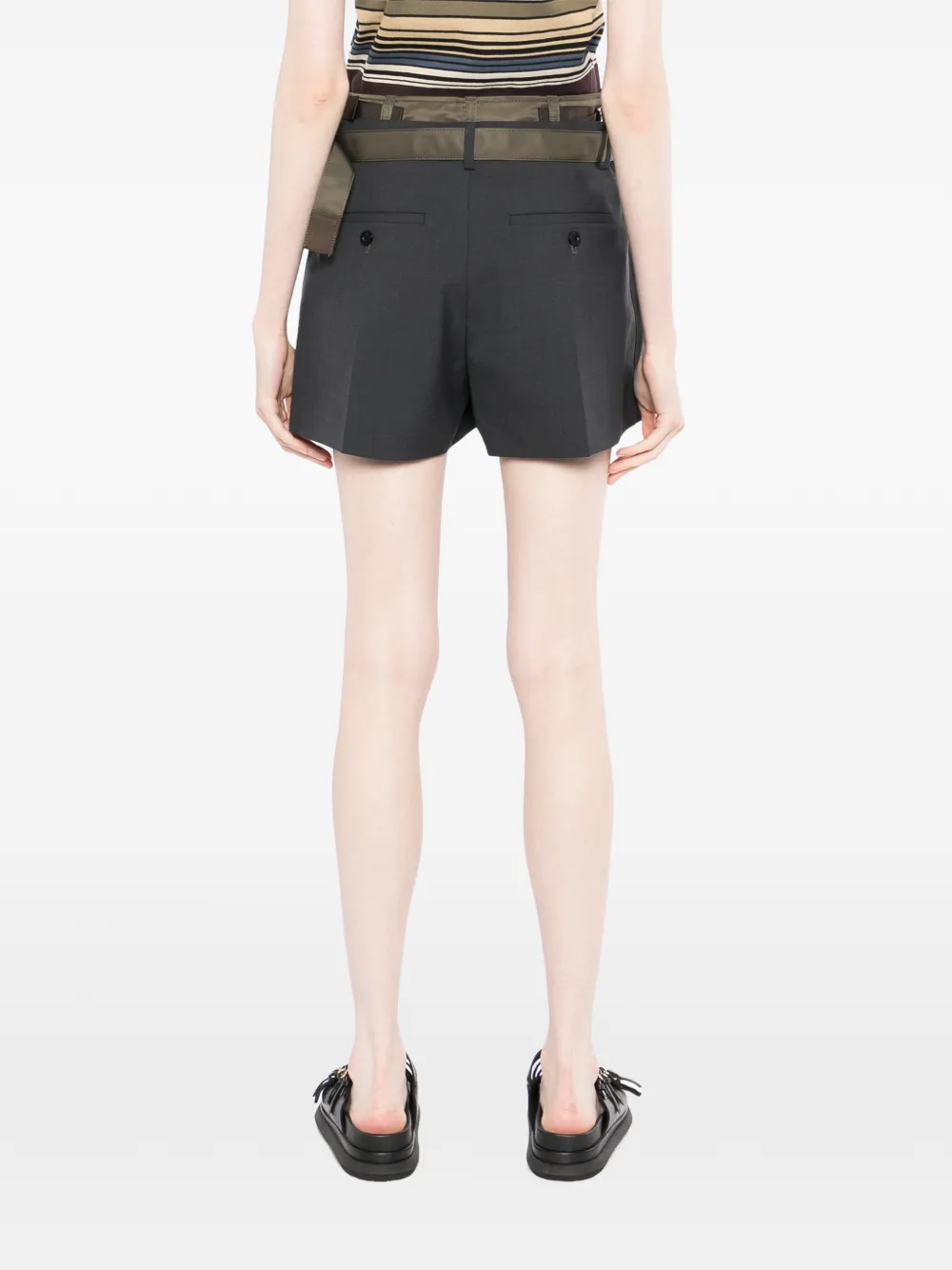 sacai Shorts met ceintuur en zijvlak Grijs