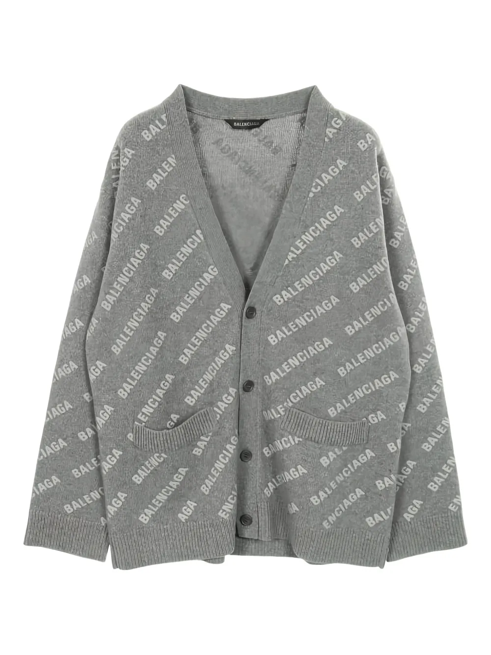 Balenciaga Pre-Owned all-over logo pattern cardigan - Grigio