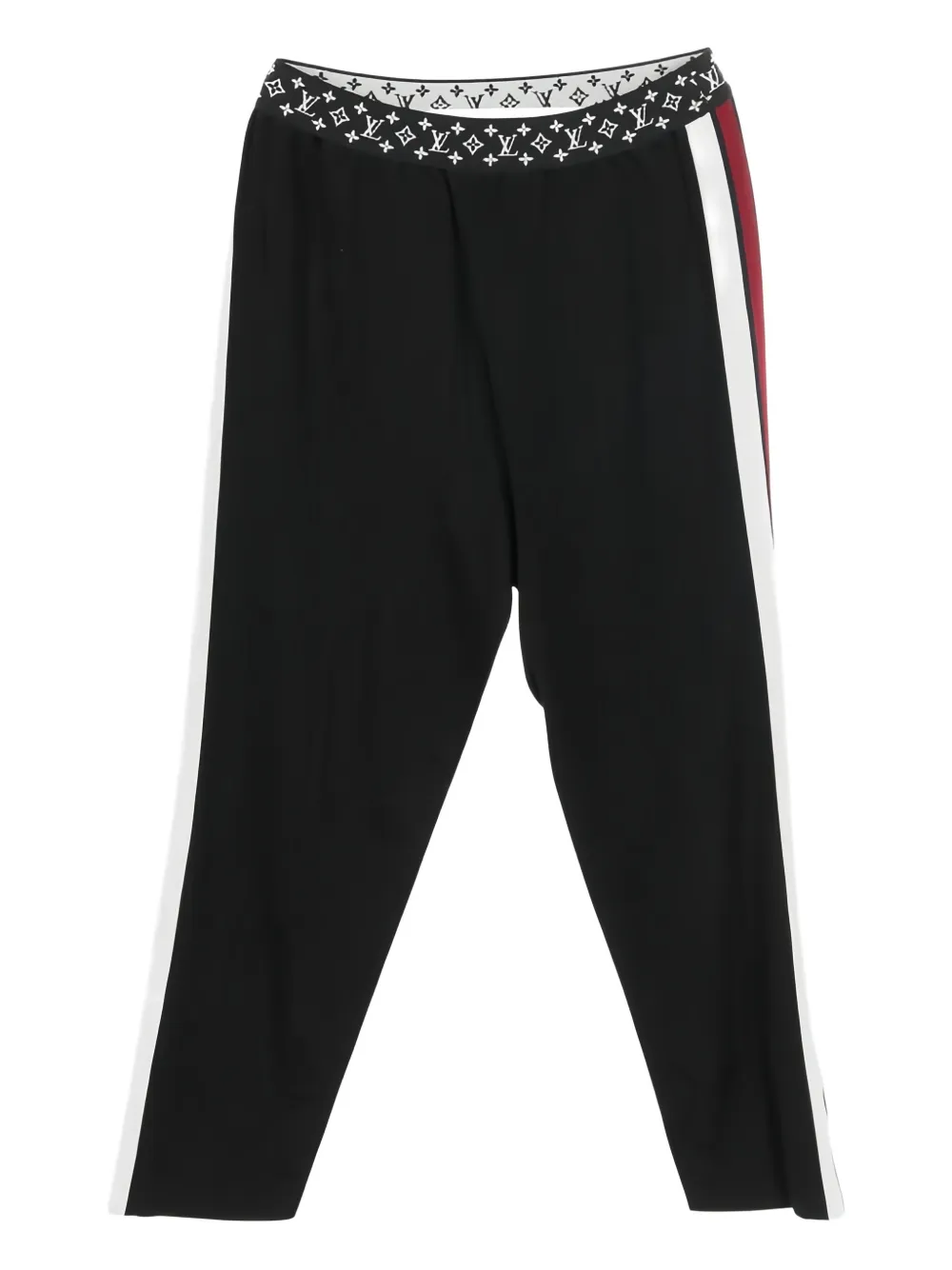 Louis Vuitton Pre-Owned monogram-waist side-stripe trousers - Nero