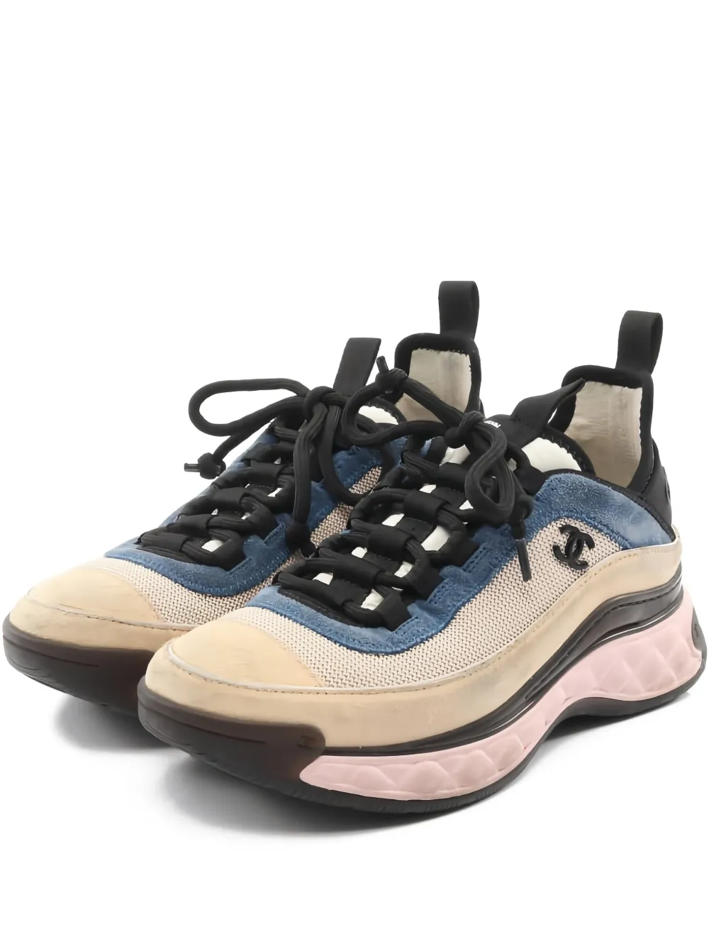 CHANEL Pre-Owned 1986-1988 Coco Mark panelled sneakers - Neutrals