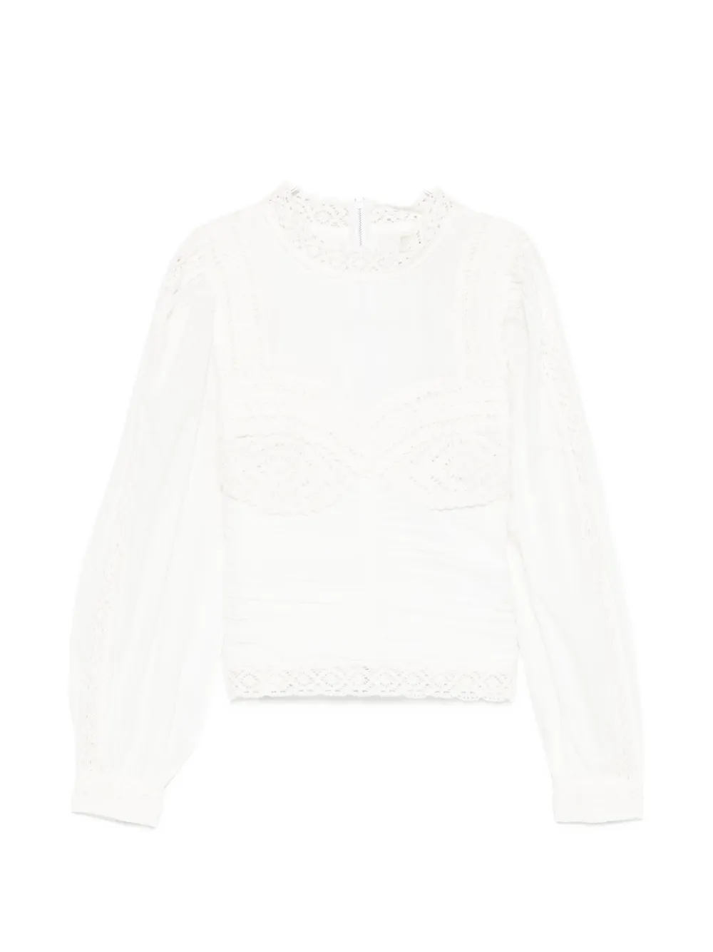 FARM Rio lace long-sleeve blouse - Bianco