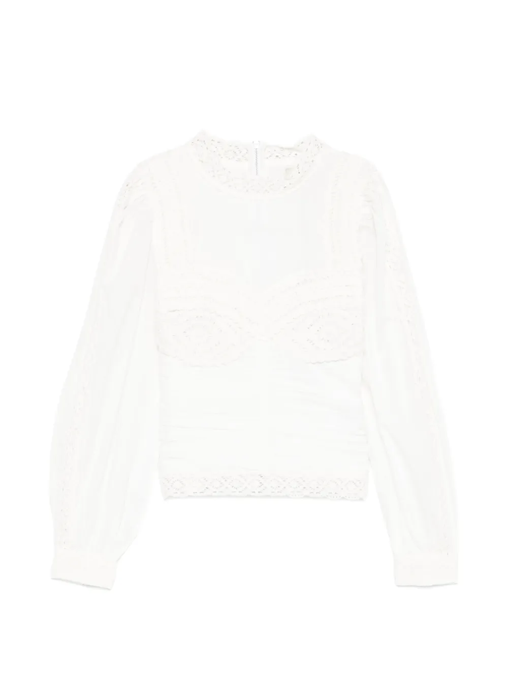FARM Rio lace long-sleeve blouse - Bianco