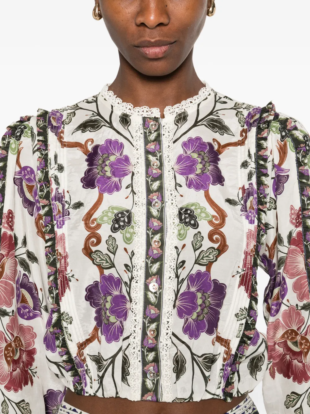 Floral Lace-Trim Shirt