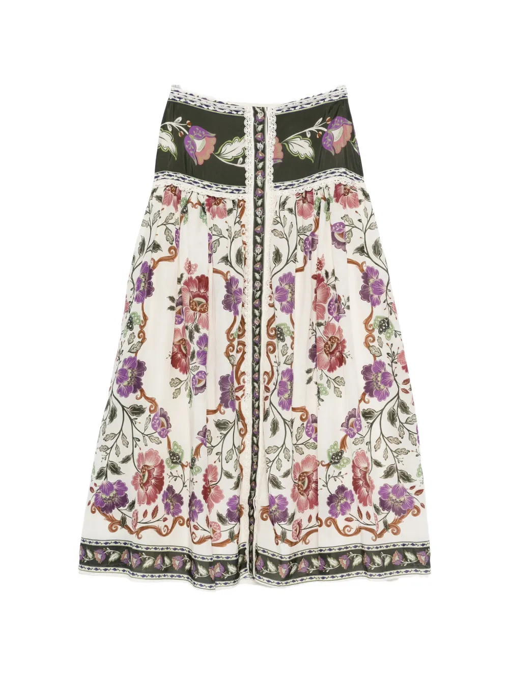 FARM Rio floral-print midi skirt - Toni neutri