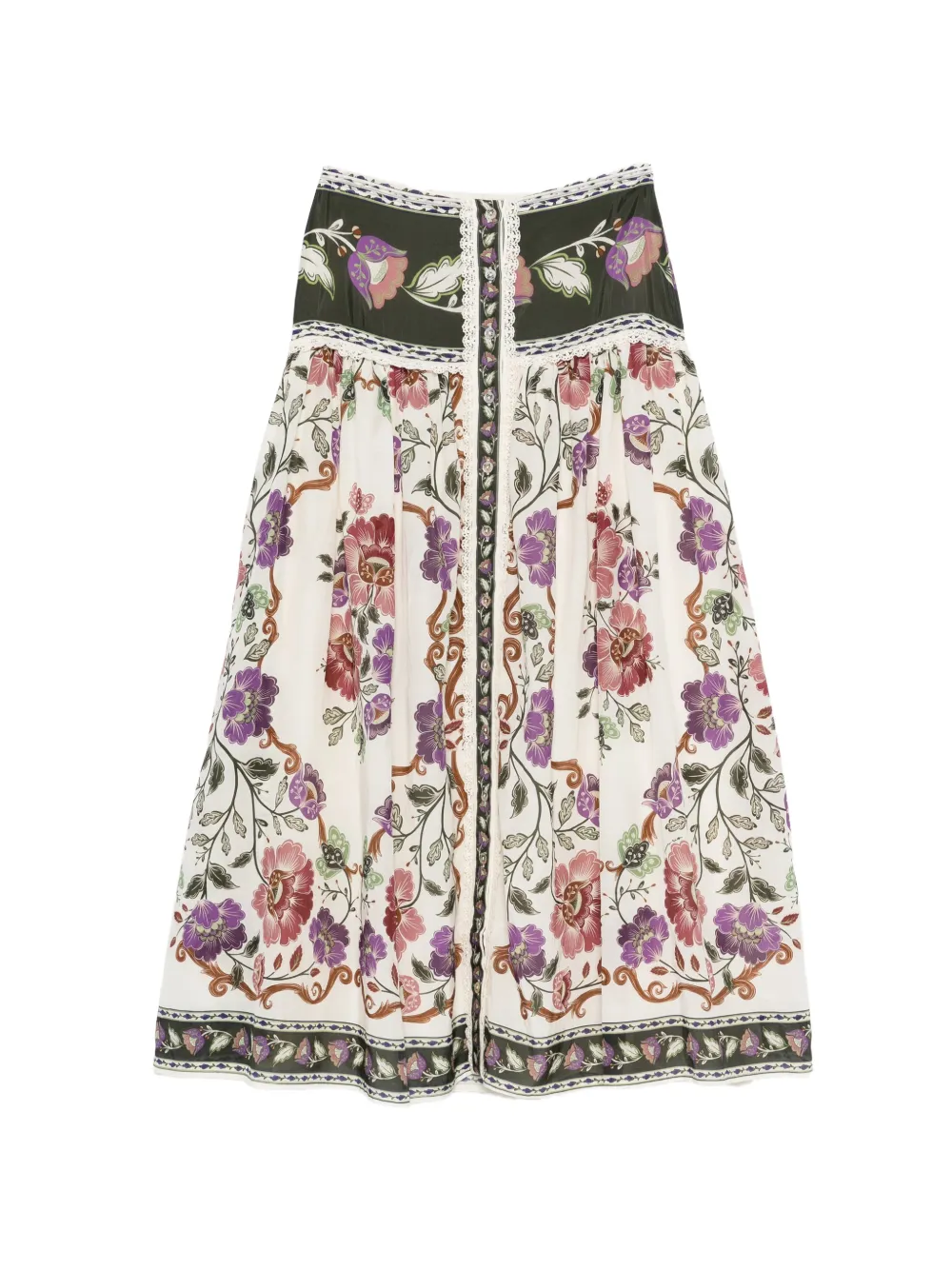 FARM Rio floral-print midi skirt - Toni neutri