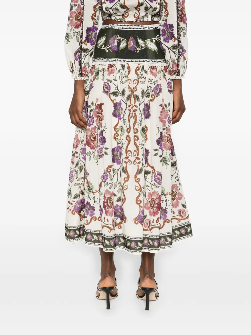FARM Rio Midi-jurk met bloemenprint Beige