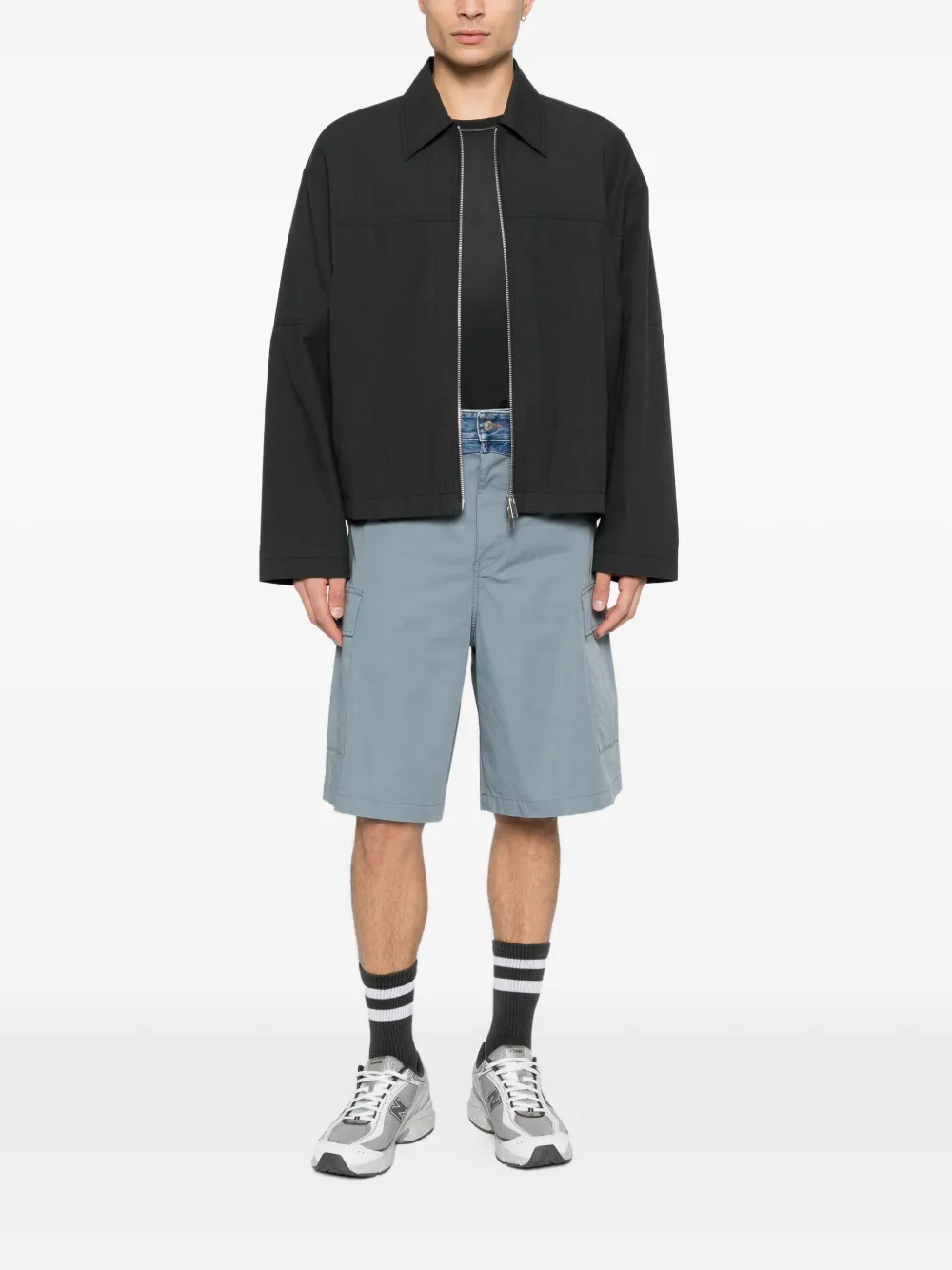 MM6 Maison Margiela denim-panel cargo shorts - Blauw