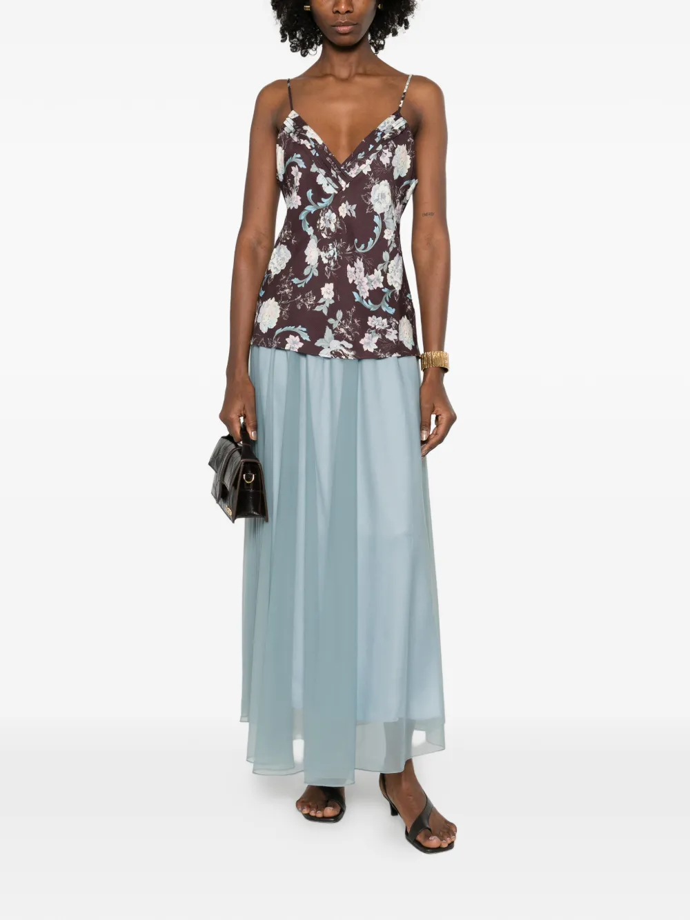  Forte Forte V-neck Floral-detail Top - Brown 