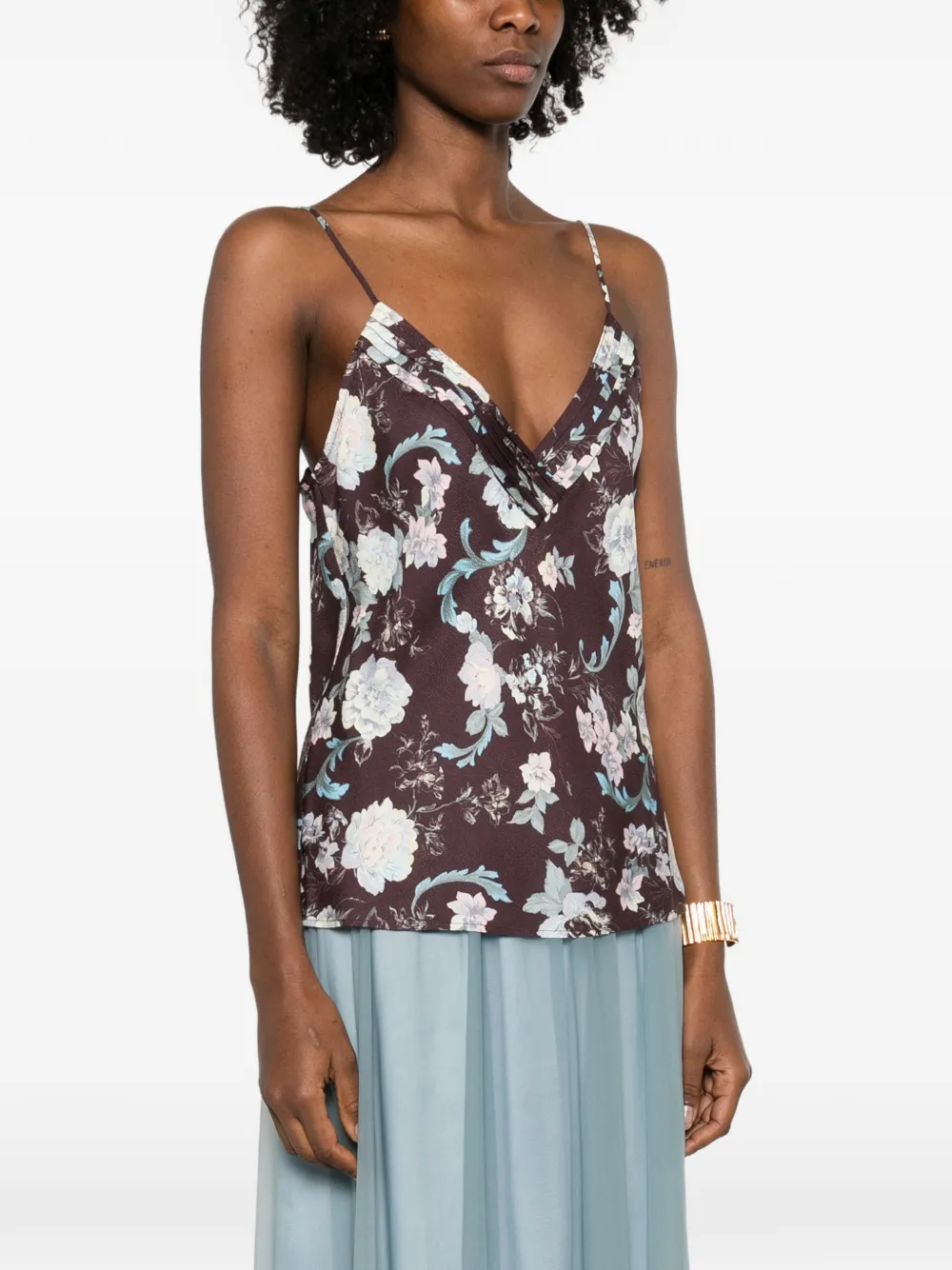  Forte Forte V-neck Floral-detail Top - Brown 