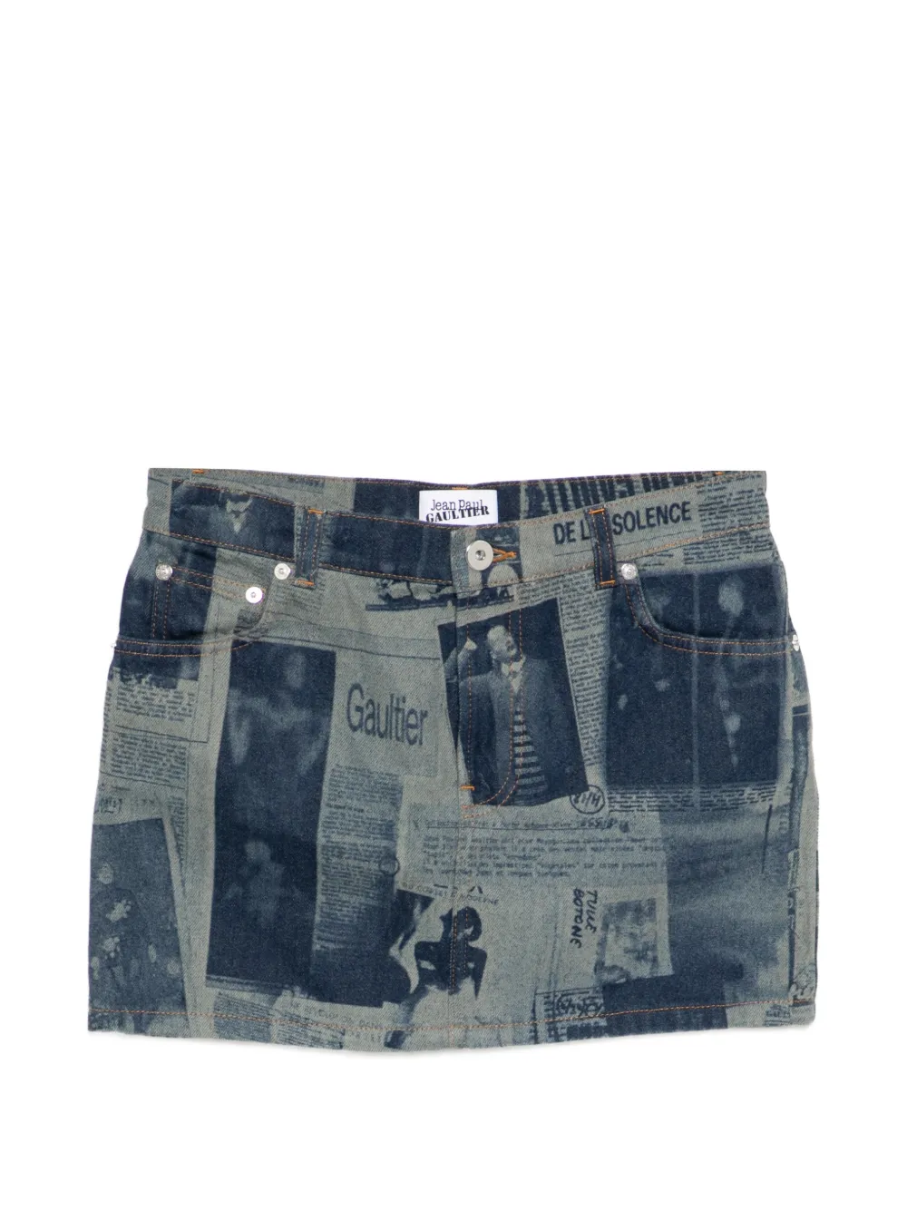 Jean Paul Gaultier newspaper print mini skirt - Blu