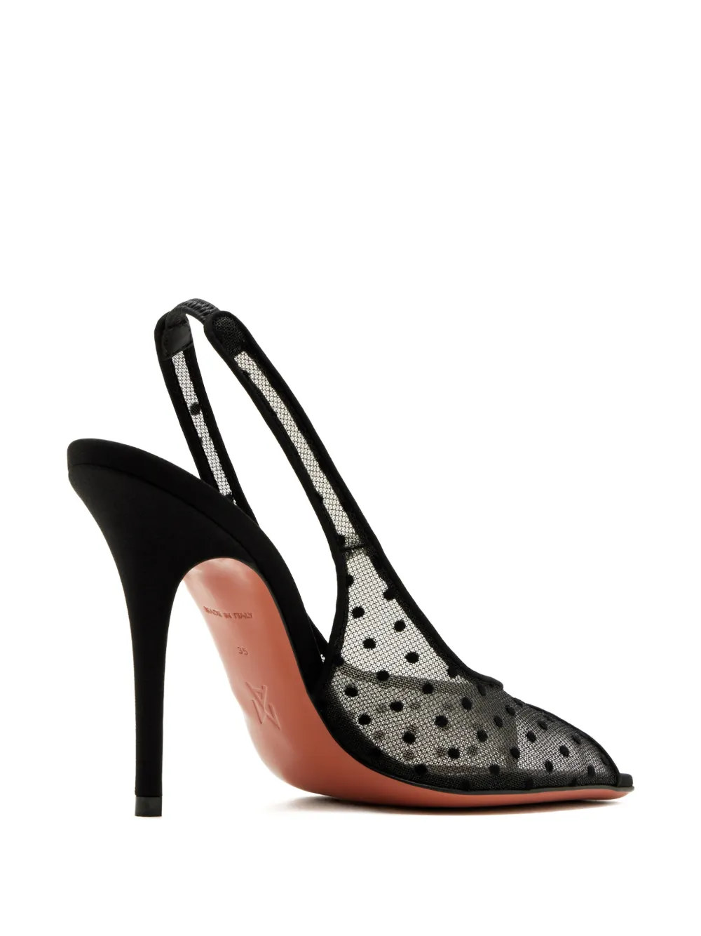 Amina Muaddi Kristina polka-dot slingback sandals Wit