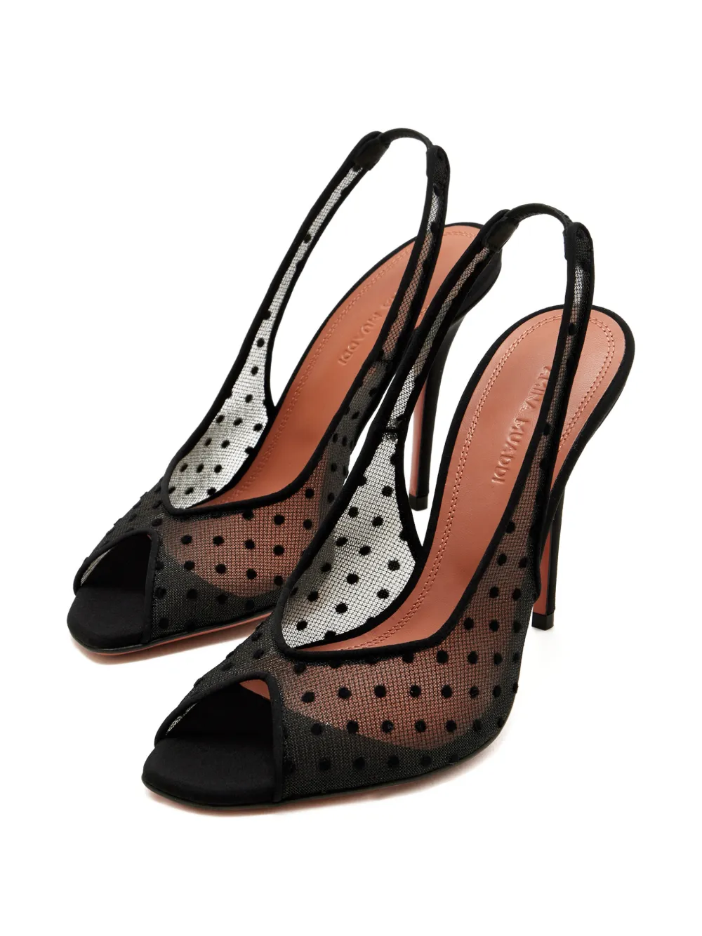 Amina Muaddi Kristina polka-dot slingback sandals Wit