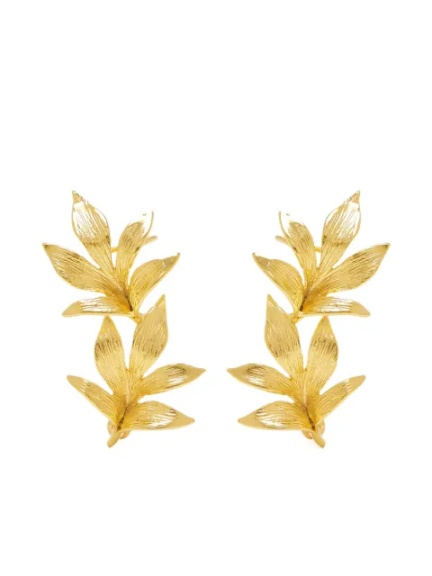 Lynyer Guzmania Crescendo leaf-motif ear cuffs