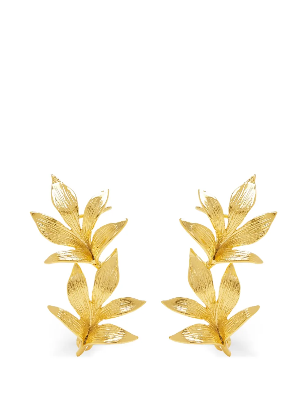 Lynyer Guzmania Crescendo leaf-motif ear cuffs - Gold