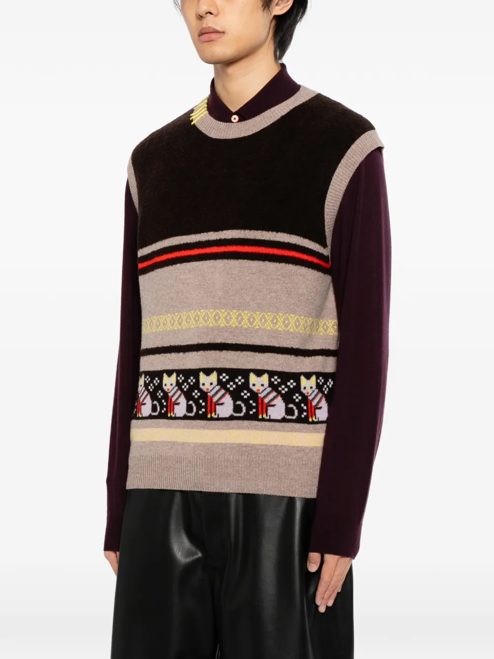 LOEWE x Louis Wain intarsia gilet met print Bruin
