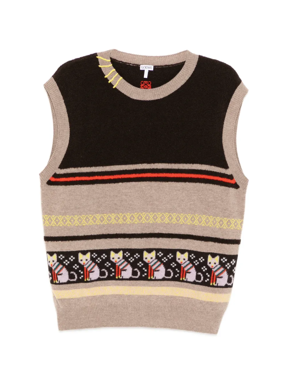LOEWE x Louis Wain graphic intarsia vest - Marrone
