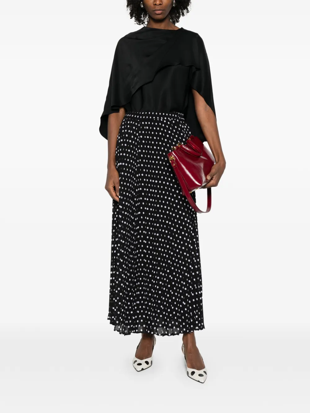 Michael Michael Kors Pleated Polka-dot Maxi Skirt - Black 