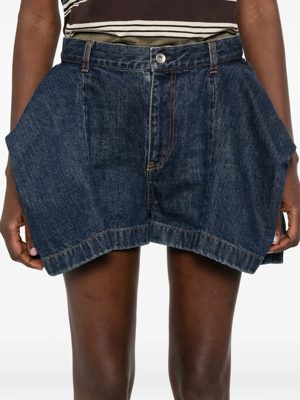 flap-detail denim shorts
