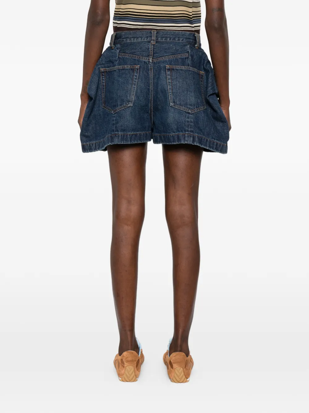 flap-detail denim shorts