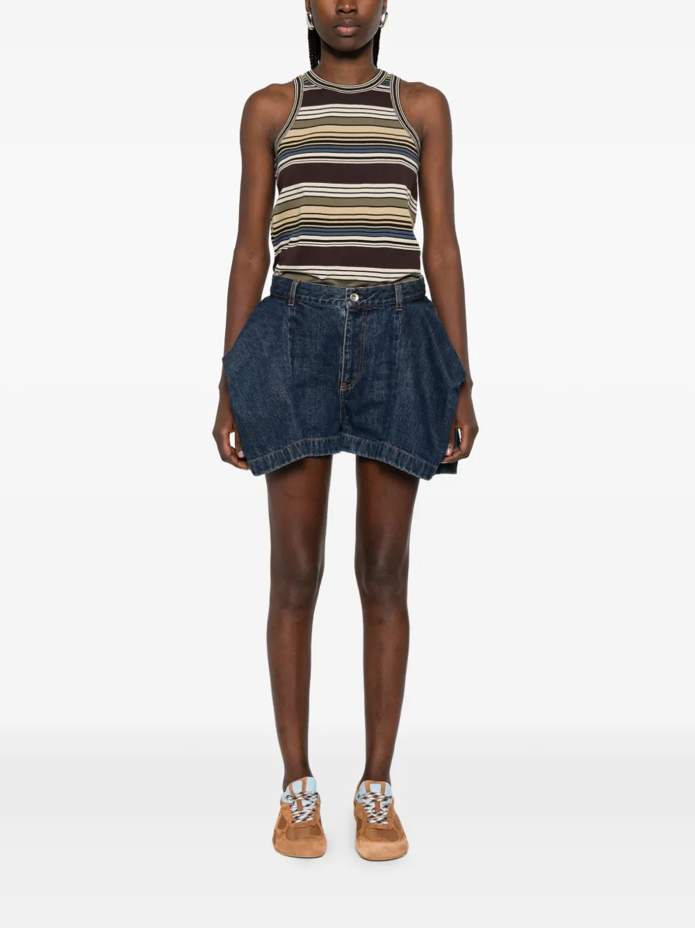 flap-detail denim shorts