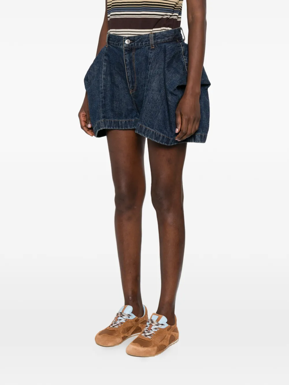 flap-detail denim shorts