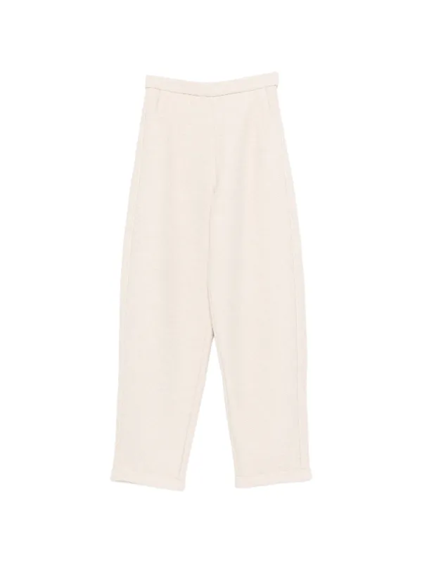 Max Mara Textured Elasticated-waist Trousers in Neutrals