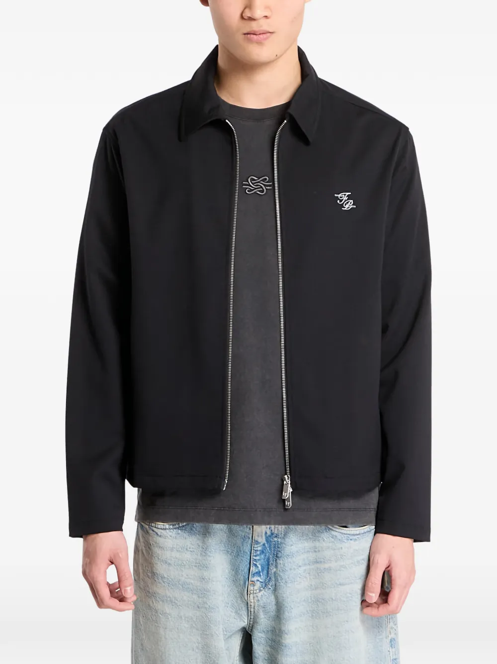 Filling Pieces twill embroidered coach jacket - Nero
