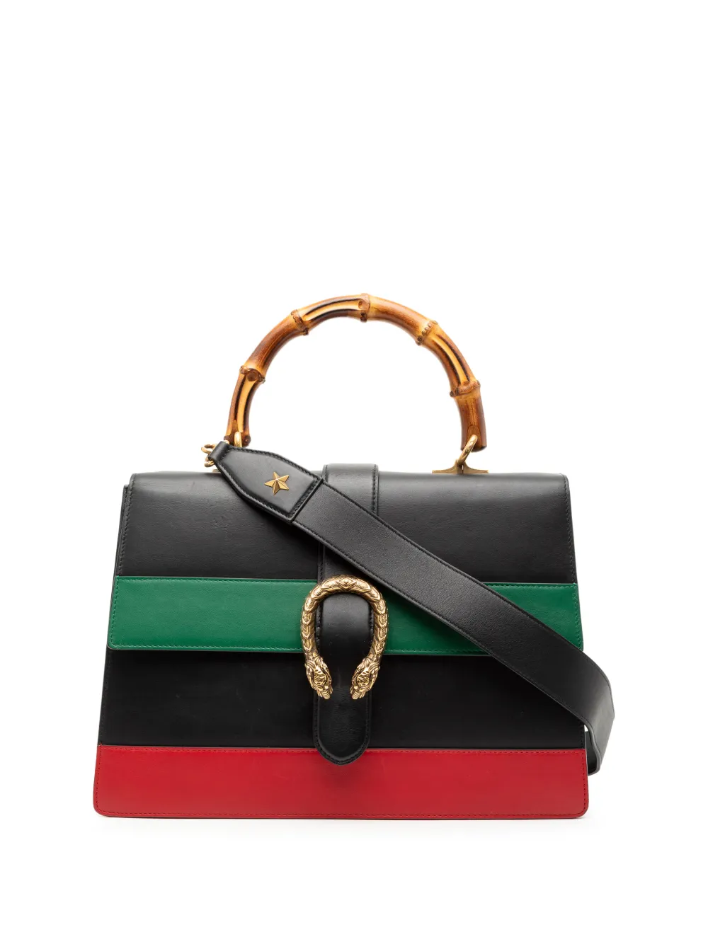 Gucci Pre-Owned 2016-2025 Large Leather Bamboo Dionysus Web satchel - Nero