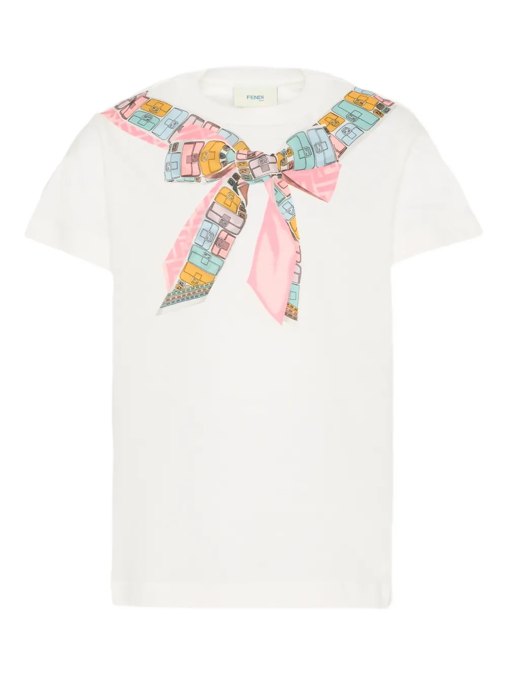 Fendi Kids bow-print short-sleeve T-shirt - Bianco