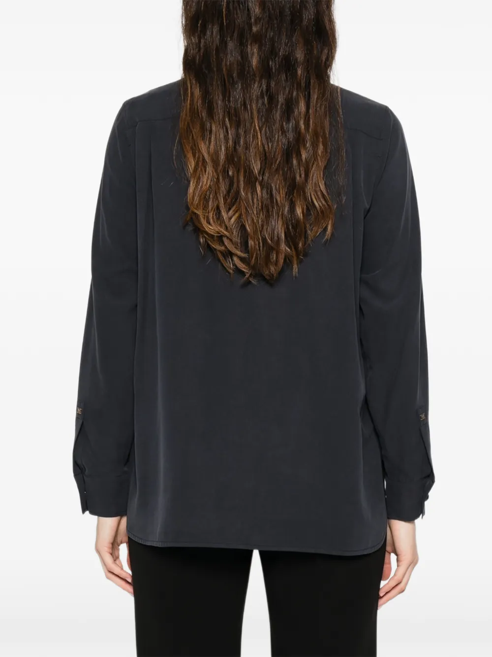 Max Mara Blouse met borstzak en lange mouwen Blauw