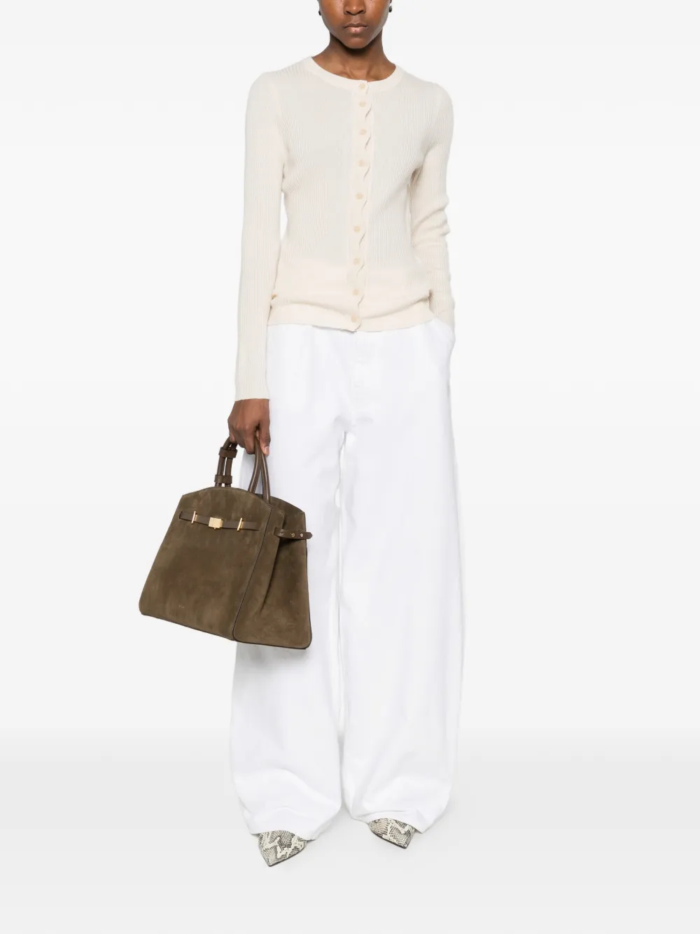 Allude Geribbeld vest Beige