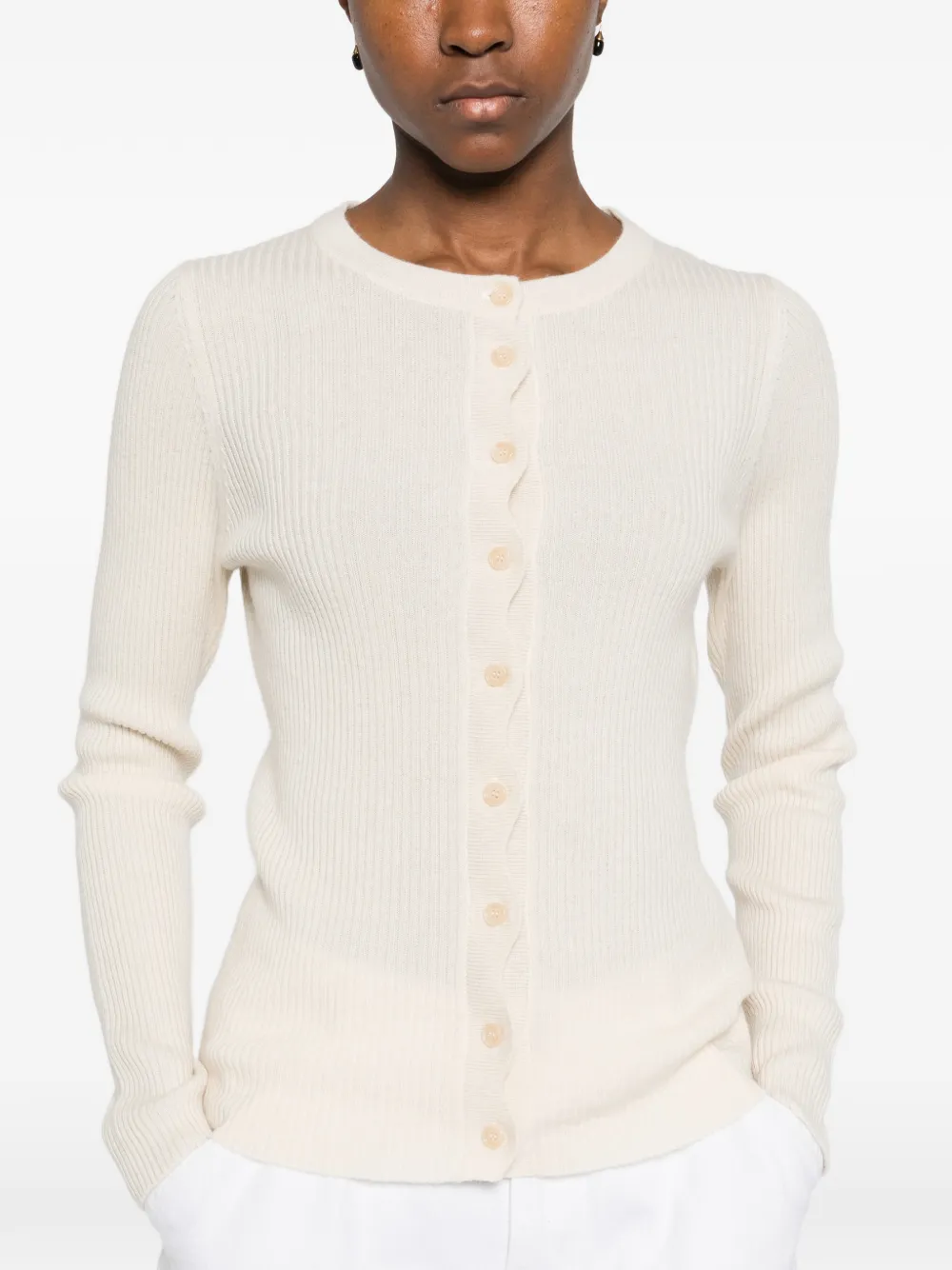 Allude Geribbeld vest Beige