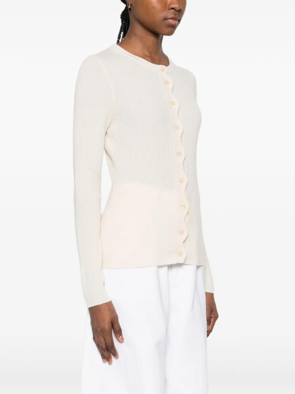 Allude Geribbeld vest Beige