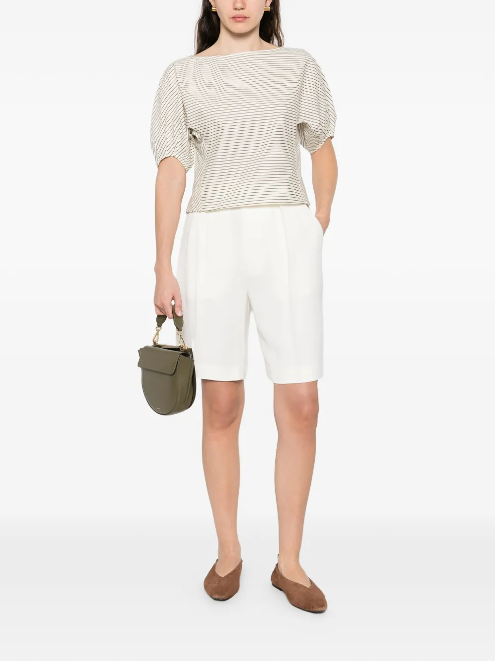 Victoria Beckham pleated shorts - Wit