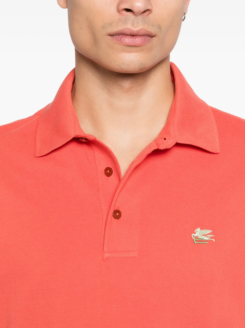 ETRO Poloshirt met logodetail en knopen Oranje