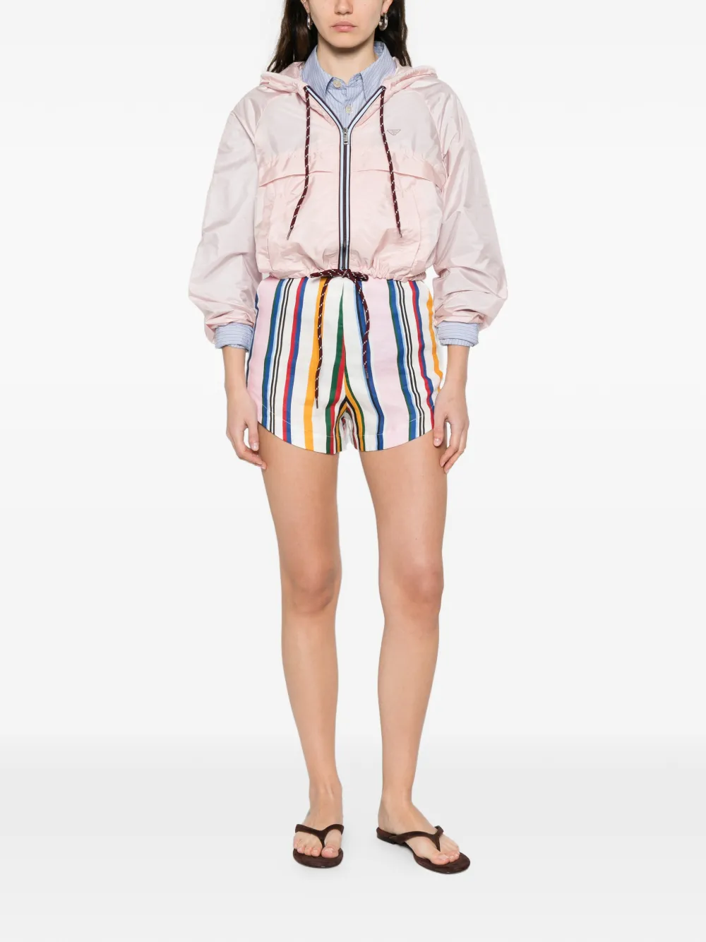  Prada Hooded Zipped Jacket - Pink 