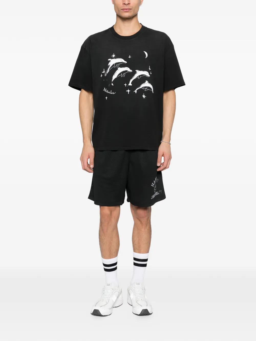 Nahmias dolphins-print T-shirt - Zwart